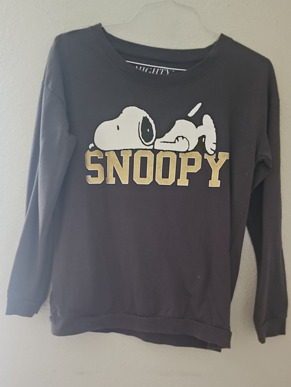 Snoopy Womens' Long Sleeve Dark Grey Graphic Sweatshirt